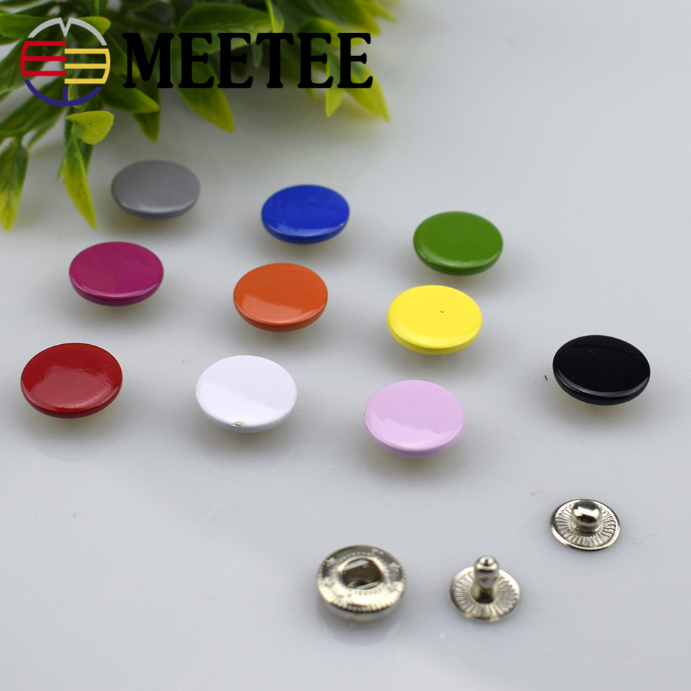 10Sets Meetee 12-17mm Colorful Buttons Snap Fasteners Press Studs for Sewing Leather Craft Clothes Bags Decor Accessories D3-6