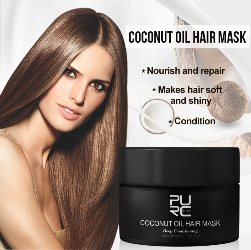PURC 50ml Coconut Oil Hair Treatment Mask Hair Root Hair Tonic Keratin Restore Hair &Scalp Treatment Hair Care Mask TSLM2