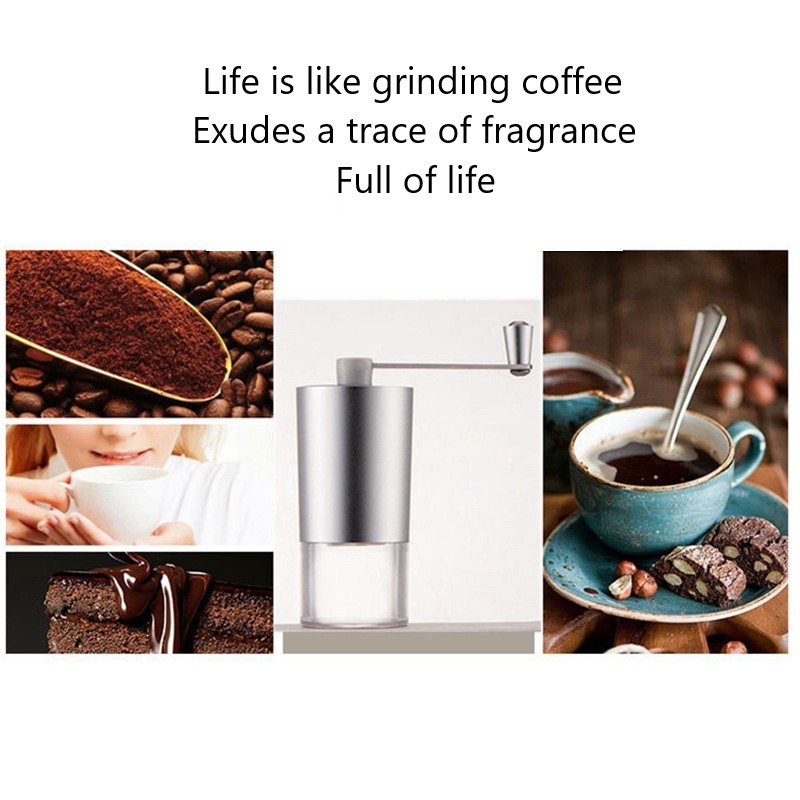 Portable Manual Coffee Grinder Stainless Steel with Ceramic Burr Bean Mill Beans Spice Grinder Just 3Minutes to Grind Quickly