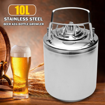 10L Stainless steel Ball Lock Beer Keg Pressurized Growler for Craft Beer Dispenser System Home Beer Brewing Metal Handles