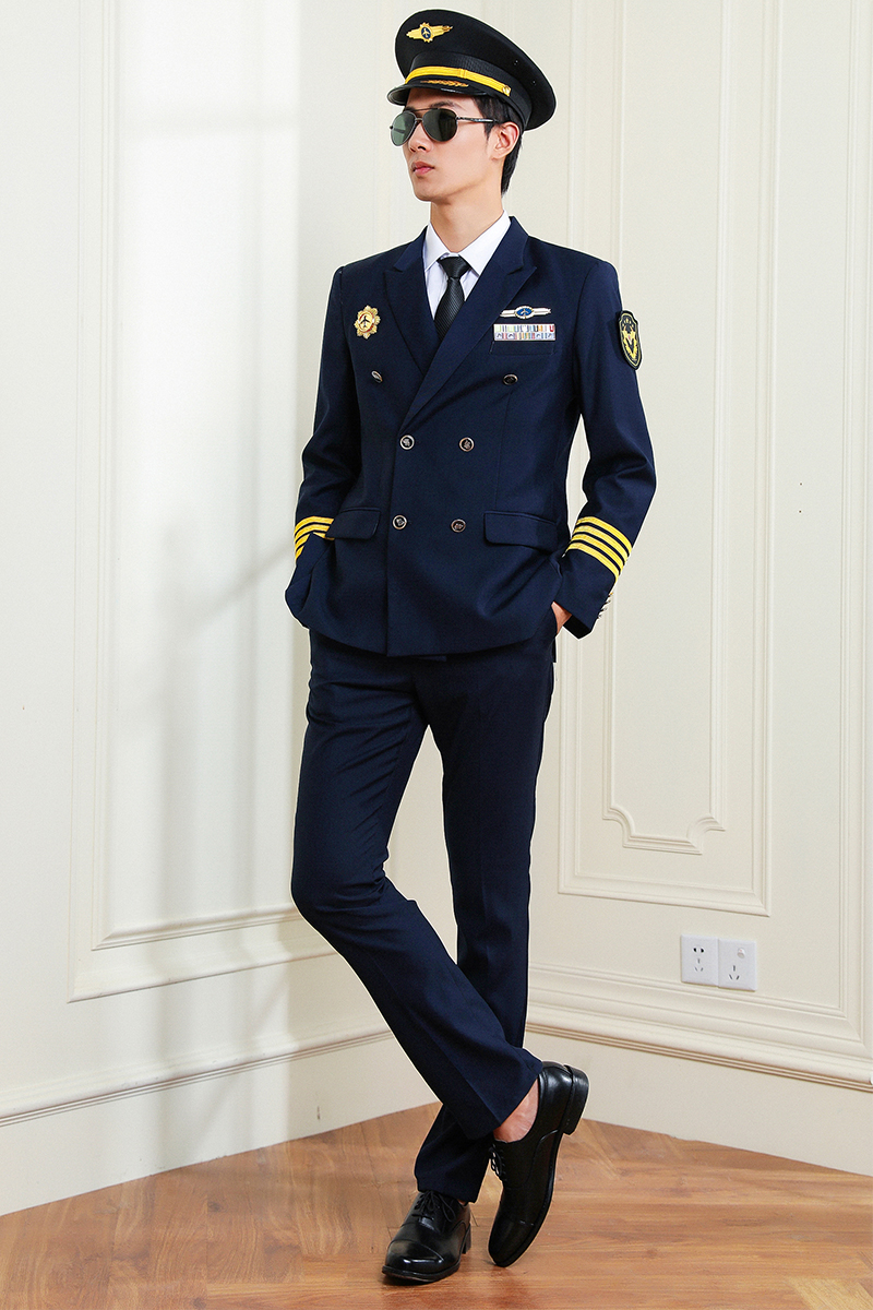 Pilot Uniform Captain Men Dark Blue Suits Security Guard Property Workwear Aeronautica Militare Pilot Avion Airline Costume