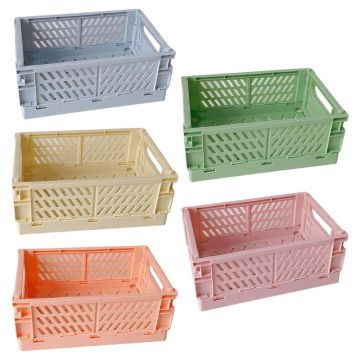 Collapsible Crate Plastic Folding Storage Box Basket Utility Cosmetic Container