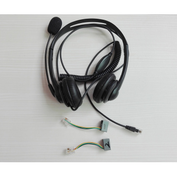 NEW Professional RJ11 plug monaural call center telephones headset phone headphones mic with 2 adapters for all telephones