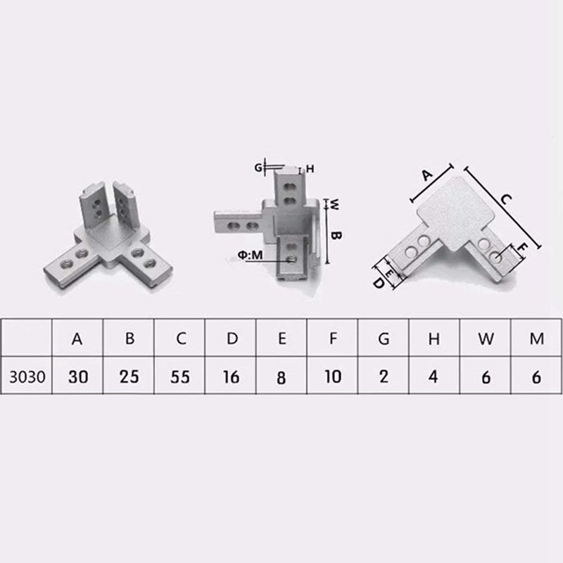 4-Pack 3030 Series 3-Way End Corner Bracket Connector,With Screws For Standard 8Mm T Slot Aluminum Extrusion Profile