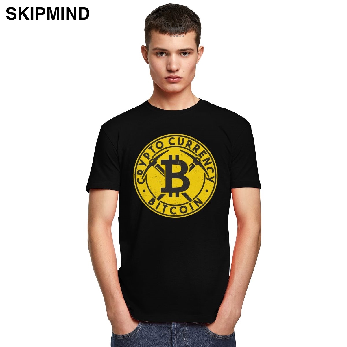 Classic Mens Vintage Bitcoin Miner T-Shirts Short Sleeve Cotton Tshirt Leisure Cryptocurrency Blockchain Tee Shirt Apparel Gift