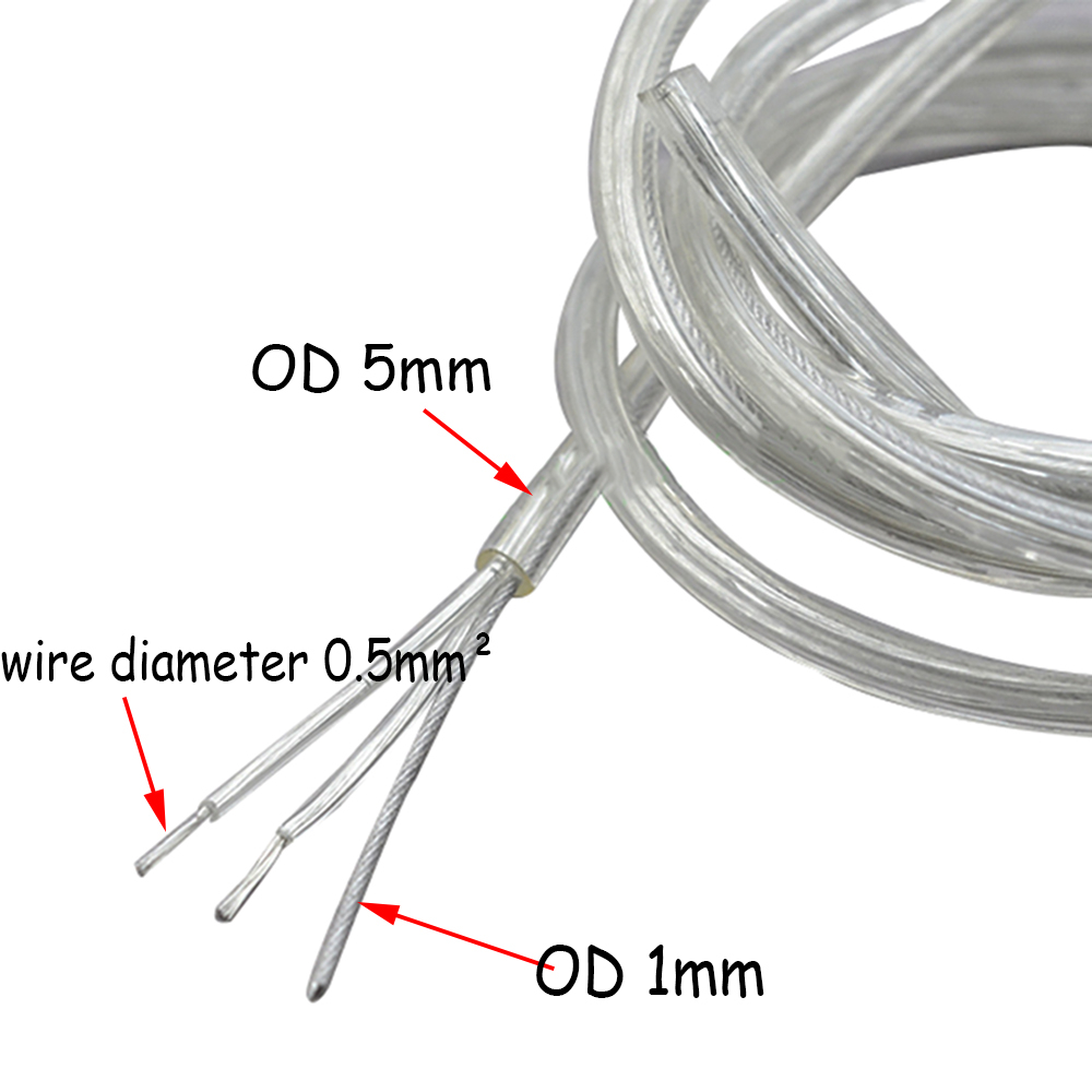 0.5 Square 0.75 Square Transparent Two Core Round Wire With Stainless Steel Rope Chandelier Wire Power Cord Lighting Accessories