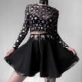 InsGoth Women Black Mini Skirts Gothic Punk Ring Zipper High Waist Female Streetwear Skirts Fashion Party A-line Skirt