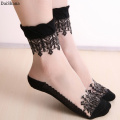 DaiShana Summer Ladies Lace Embroidery Silk Transparent Glass Crytal Stretch Women Socks breathable socks hot selling 1 pair