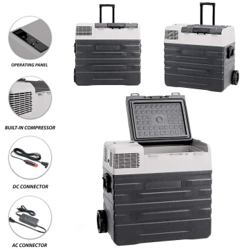 42-62L Auto Electric Cooler Portable Freezer Refrigerator Fridge AC/DC Compressor Trolley Wheels for Car Truck Camping