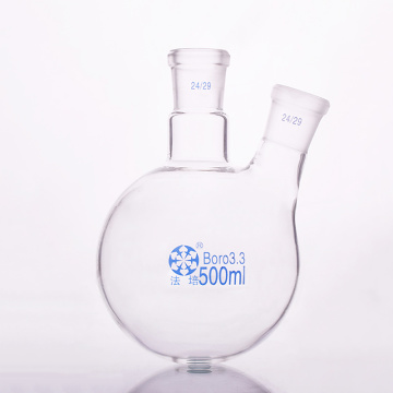 Two-necked flask oblique shape,with two necks standard grinding mouth,Capacity 500ml,Middle joint 24/29 and lateral joint 24/29