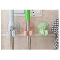 Kitchen Bathroom Mop Broom Holder Rack with Suctions Cup Wall Mounted Mop Home Storage Rack