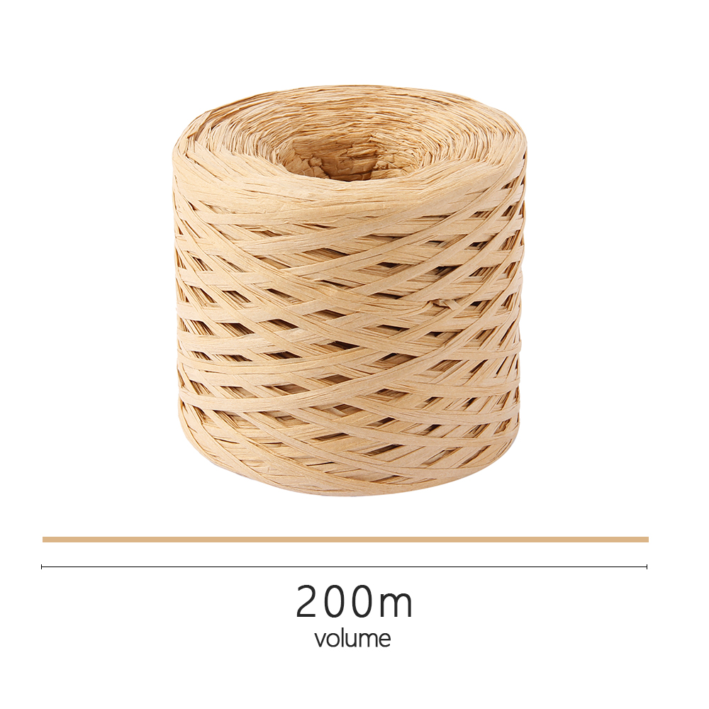 Raffia Paper Ribbon 200 Meters Craft Natural Wrapping Paper Twine Rope Gift Packing Ribbon for Easter Party Wedding Decoration