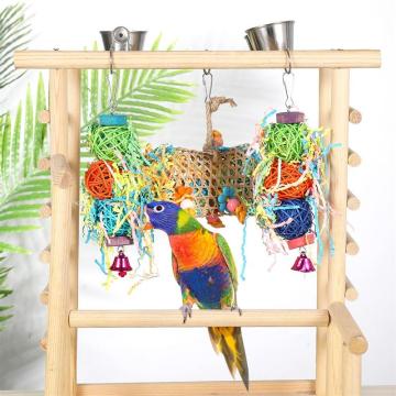 3 Pcs Rattan Balls Parrots Bird Chewing Toys Parrot Cage Shredder Toy Foraging Hanging Toys for Small Parakeets Cockatiels Birds