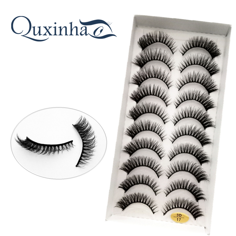 QUXINHAO 10 Pair Makeup Mink Eyelashes 100% Cruelty free Handmade 3D Mink Lashes Full Strip Lashes Soft False Eyelashes