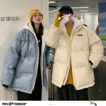 Privathinker Thicken Zipper Couple Parkas Men's 2020 Winter New Hooded Warm Streetwear Woman Clothes Oversize Man Parkas
