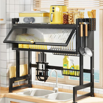 Two-Tier Dish Drying Rack with Cover