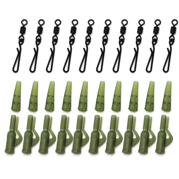 30pcs Carp Fishing Tackle Box Kit Lead Clips Beads Anti-tangle Sleeve Tail Rubber Swivels Accessories for Carp Rig