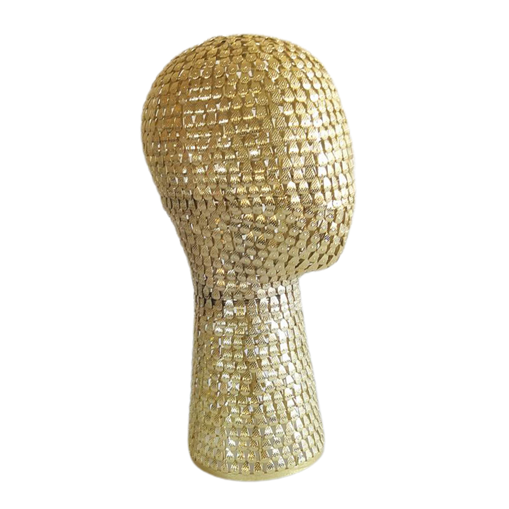 21'' Metal Wig Display Mannequin Head Model For Hat Cap Scarf Jewelry Toupee Display - Golden