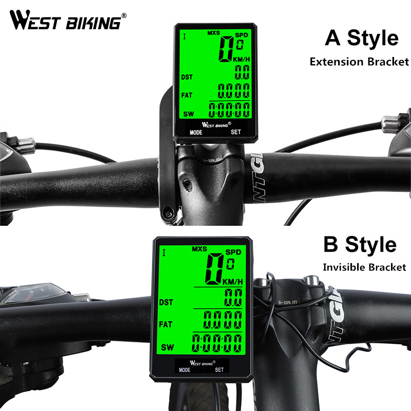 WEST BIKING Cycling Speedometer 2.8'' Large Screen Waterproof 20 Functions Wireless and Wired Bike Odometer Bicycle Computer MTB