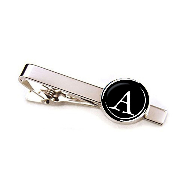 26 Alphabet Letters Tie Clips Men Fashion Name Tie Pin Bar Clasp Clip Necktie Decoration Suit Accessories