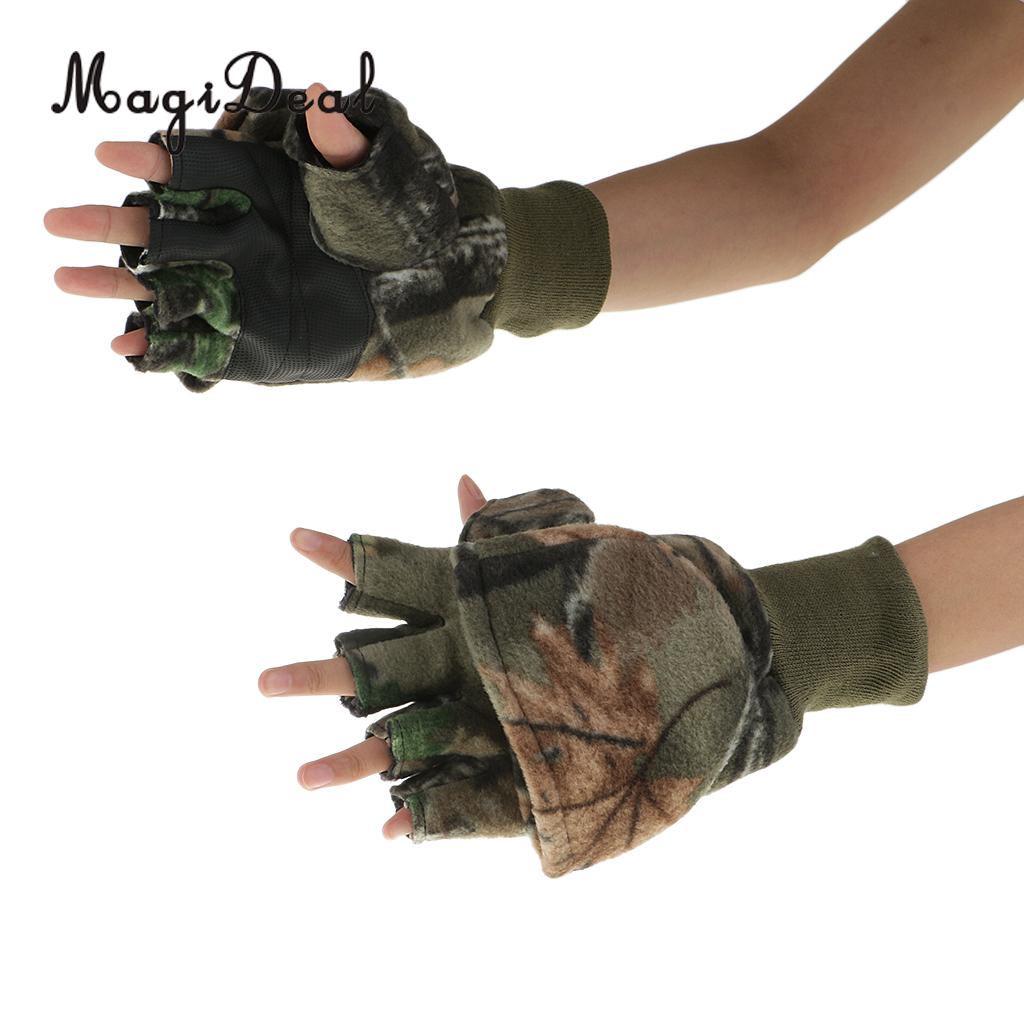 1 Pair Winter Fishing Gloves Anti Slip Warm Camo Cycling Hunting Gloves