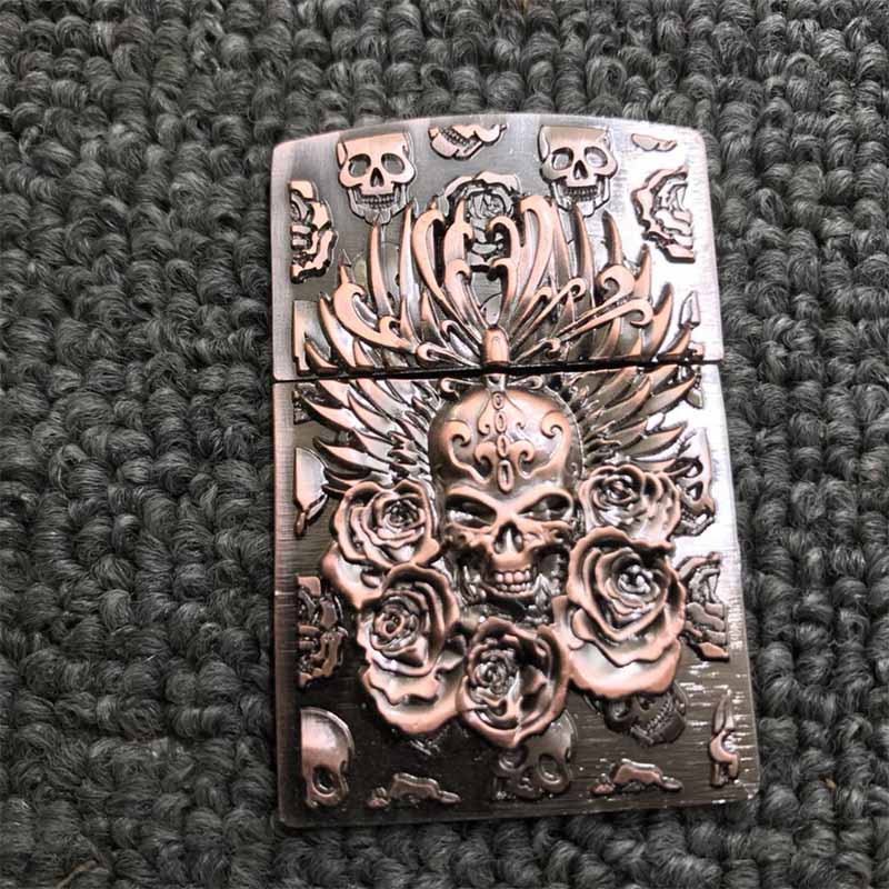 Metal Badge for Kerosene lighter Oil Lighter DIY Handmade Smoker Accessories Gadgets Lighters Skull carving 015