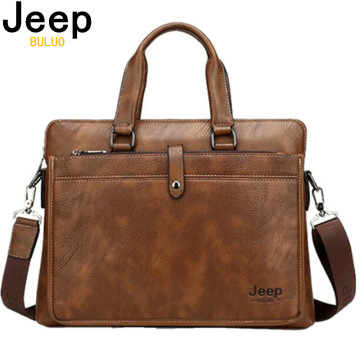 JEEP BULUO Business Men Briefcase Bag Luxury Leather 13.3 inches Laptop Bag Man Shoulder Bag bolsa maleta Handbag Casual 9616