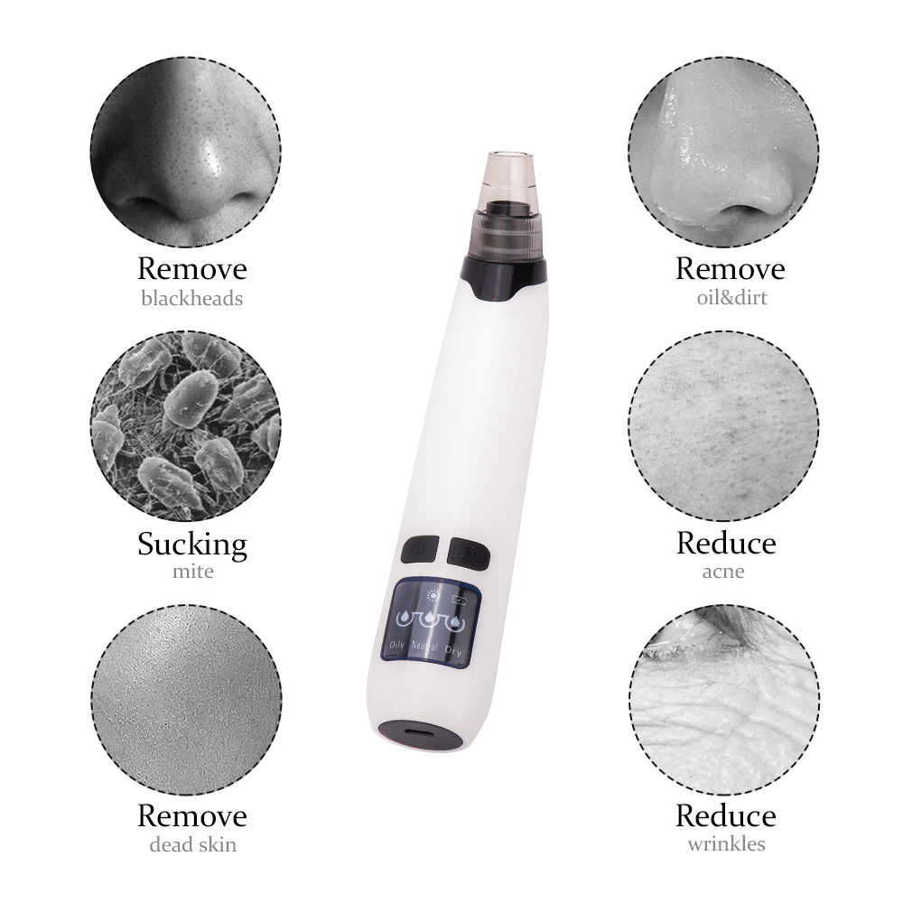 Electric Face Nose Vacuum Blackhead Pore Remover Suction Blackhead Pimple Acne Remover Cleaner with 5 tips Facial Skin Care Tool