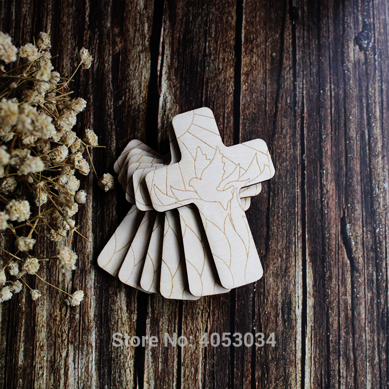 Wooden Christian Cross with a Pentecost Design Craft Shape Plywood