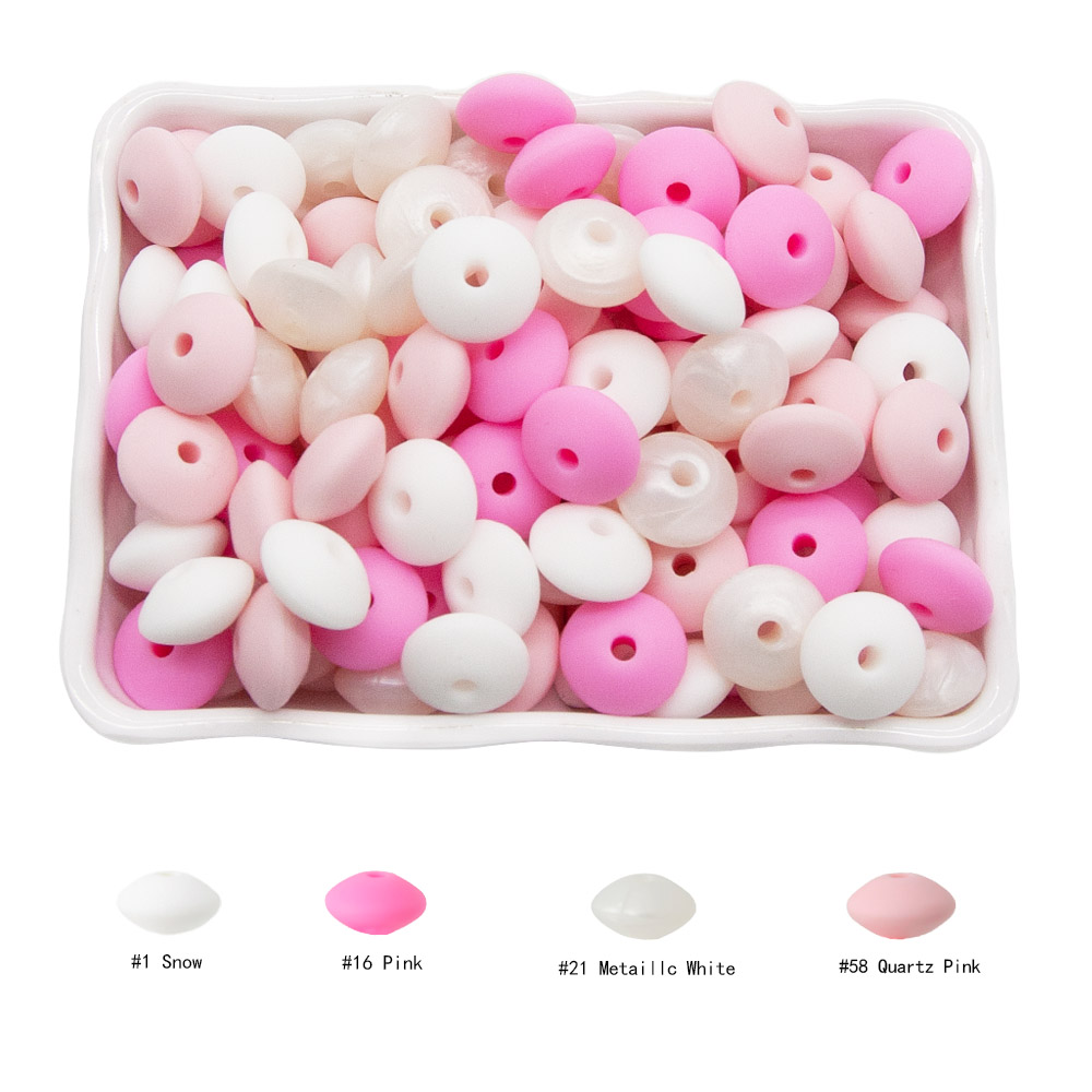 Cute-idea 12mm 100PCs/lot Lentil Silicone Beads Teether Pacifier Chain Accessories Handmade Baby Product Toy Teething BPA Free
