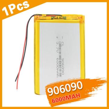 1Pcs 3.7 polymer lithium battery 906090 6000MAH GPS mobile power flat battery Rechargeable Li-ion Cell For Tablet Digital