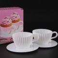 1 Set Of 4pcs Silicone Cupcake Cups + 4pcs Saucers Muffin Baking Cake Tea Teacup Mold D783
