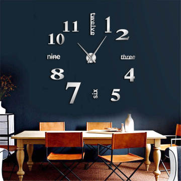 DIY Quiet Luminous Wall Clocks Wall Watch English Alphabet Number Horloge 3D DIY Acrylic Mirror Stickers Quartz Duvar Saat Klock