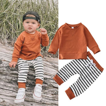 0-24M Newborn Infant Baby Boy Clothing Set Casual Hooded Tops + Striped Pants Outfits Autumn Spring Costumes