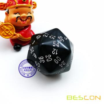 Bescon New Polyhedral Dice 60-sided Gaming Dice, D60 die, D60 dice, 60 Sides Dice, 60 Sided Cube of Black Color