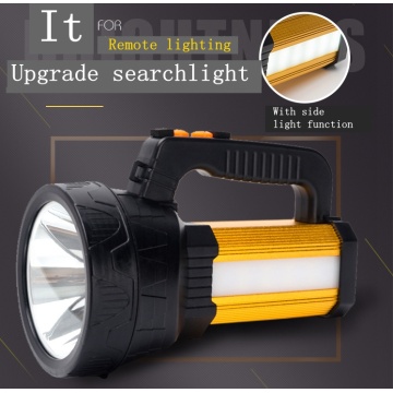 2018 New 120W Portable light rechargeable led spotlights camping lantern searchlight hand held spotlight lamp with side light