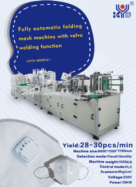Fully Automatic Folding Type Dust Mask Making Machine with Breather Valve Welding Function