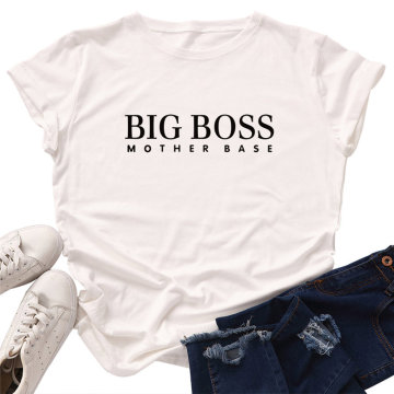 2019 Fashion Plus Size Women T-shirt 100% Cotton O-Neck Top Big Boss Mom Letters Printed Tees Good-quality Summer Female T shirt