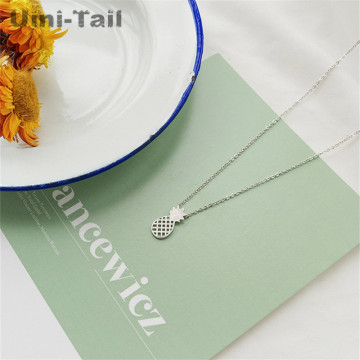 Uini-Tail new hot 925 sterling silver pineapple necklace female student fruit clavicle chain Korea cute simple fresh GN347