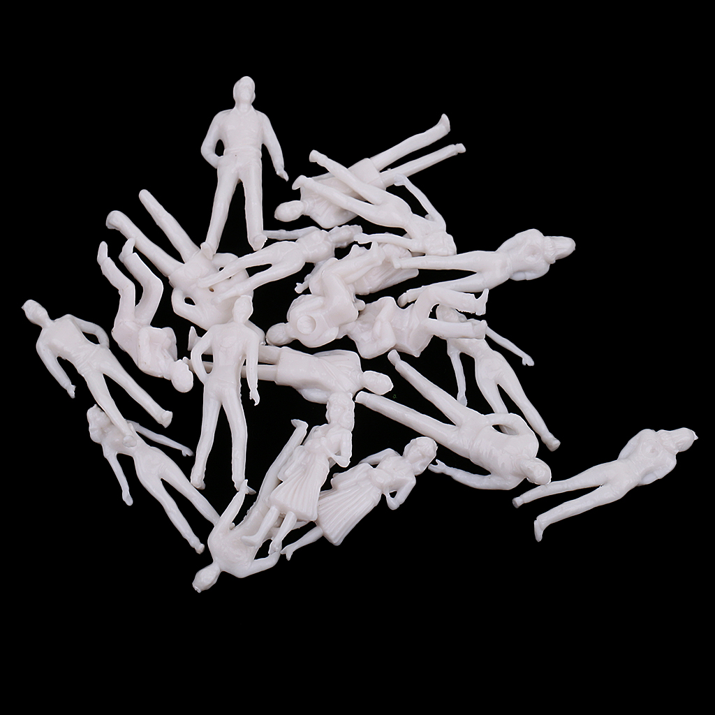 20Pcs 1/50 O Scale Unpainted Model People Miniature Figures Architectural Model Human Plastic Scene Simulation