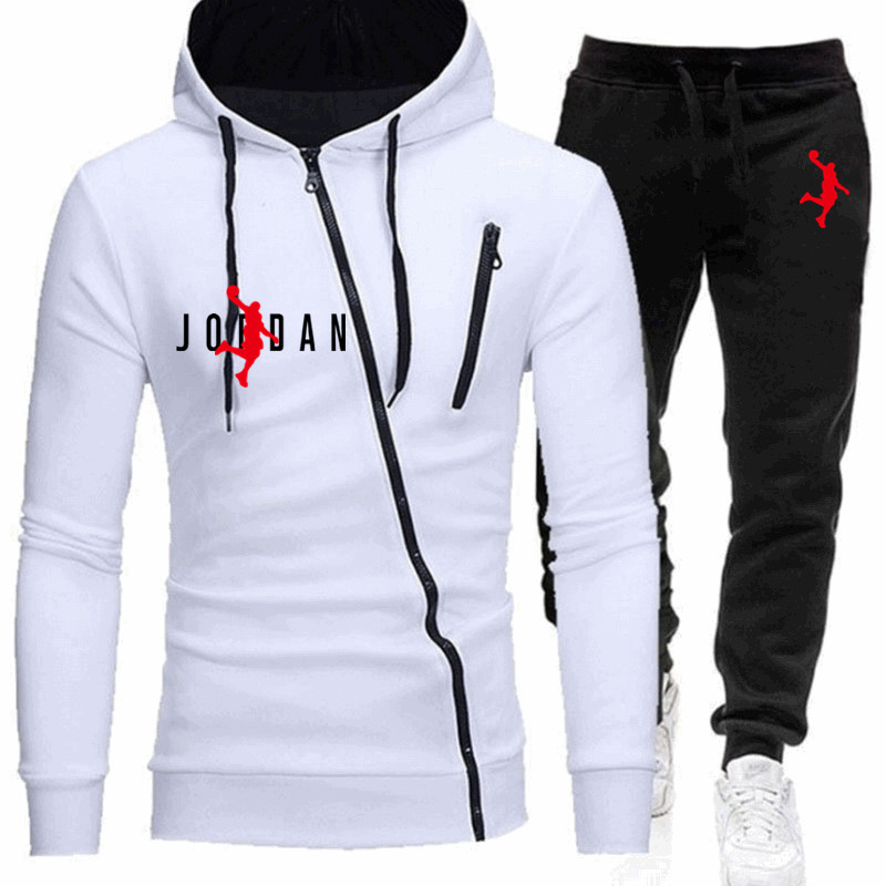 Winter hot-selling high-end brand men's sportswear polar fleece hoodie men's suit fashion casual hip-hop clothes 2-piece set
