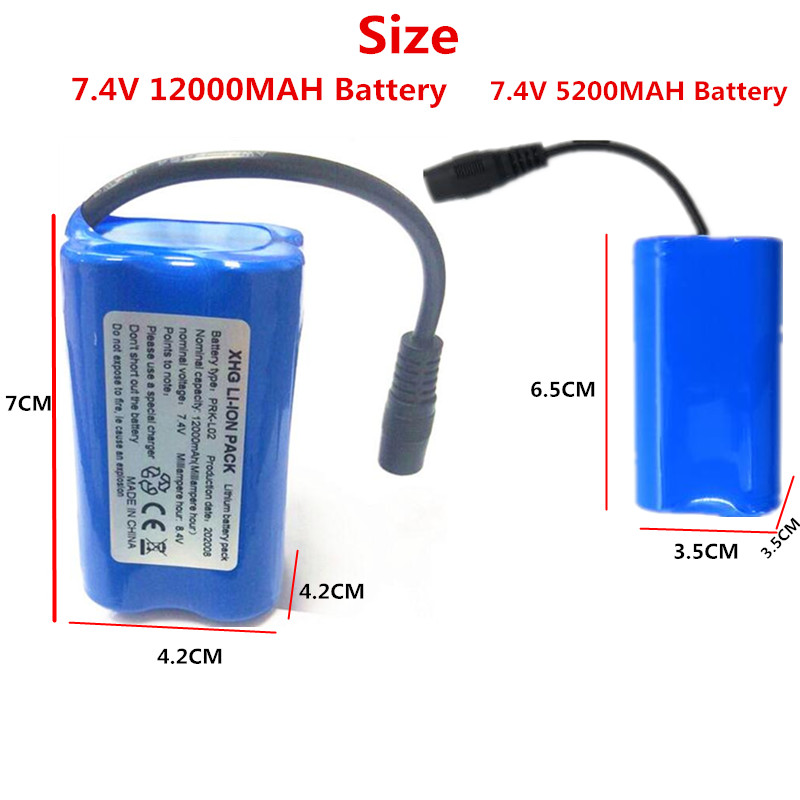7.4V 12000Mah 5200Mah Battery 3To1 Line ChargerFor T188 T888 2011-5 V007 C18 H18 So on Remote Control RC Fishing Bait Boat Parts