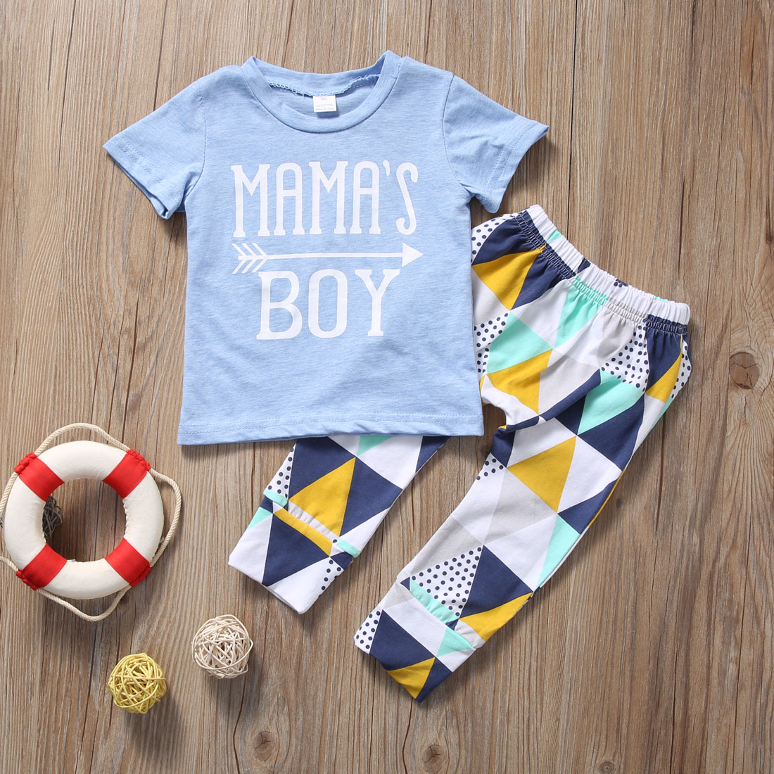 2019 Baby Summer Clothing Newborn Infant Baby Kids Mamas Boy T-shirt Long Pants 2pcs Sets Playsuit Arrow Print Outfits Clothes