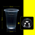 50 Pcs 400ml 6g Disposable Clear Plastic Cups with a Hole Dome Lids for Tea Fruit Juice Milk Tea