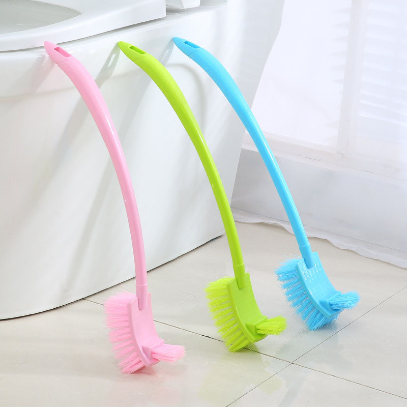 Portable Double Sided Toilet Brush Plastic Long Handle Bathroom Scrub Cleaning Brush MAL999