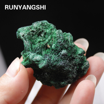 Runyangshi 1pc High quality Natural malachite raw stone Quartz Surface fluff mineral rough energy healing stone