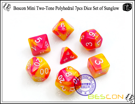 Bescon Mini Two-Tone Polyhedral 7pcs Dice Set of Sunglow-1