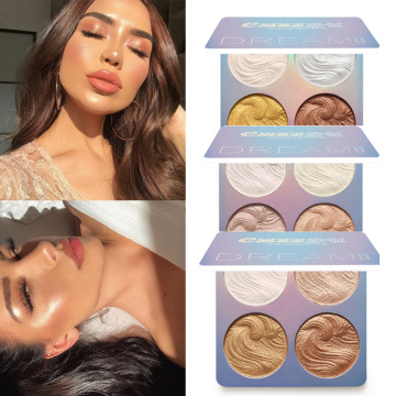 4 Colors Highlighter Powder Palette Contouring Makeup Bronzer Makeup Brightener Facial Highlight Shimmer