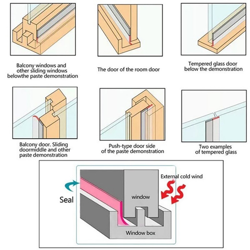 45mm Silicone Self-Adhesive Weather Stripping Under Door Window Seal Strip Noise Stopper Draft Stopper Door Sweep Prevent Bugs