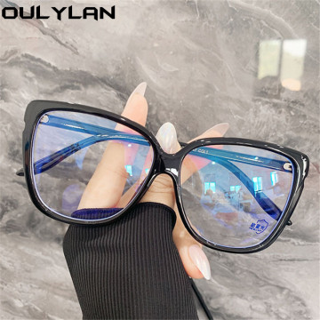 Oulylan TR90 Eyeglasses Frames Women Men Vintage Anti-blue light Glasses Frame Fashion Oversized Fake Glasses Spectascle Frames